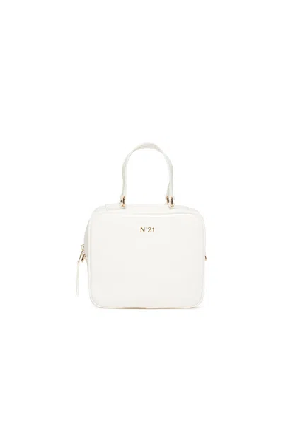 N°21 Kids' Satchel Bag With Golden Details In White
