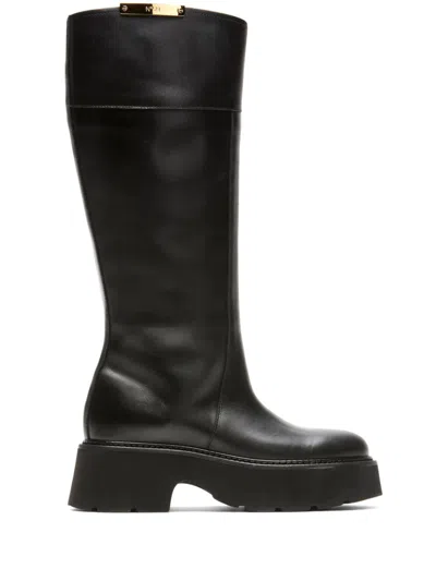 N°21 Schuhe Knee-high Leather Boots In Black