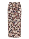 N°21 Midi Skirt With Floral Sequin Embroidery In Neutrals