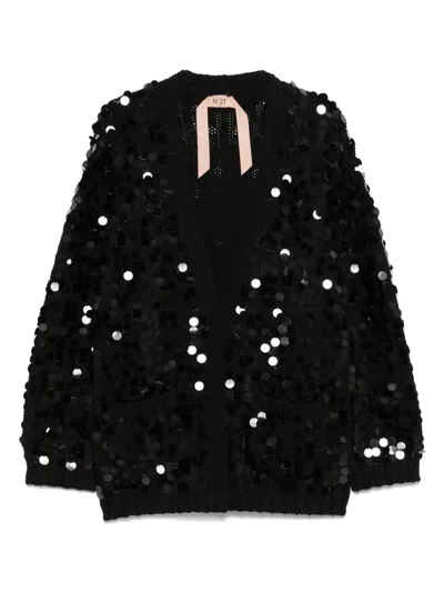 N°21 Sequined Cardigan In Black