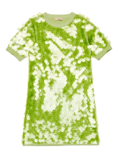 N°21 Kids' Sequined Mini Dress In Green