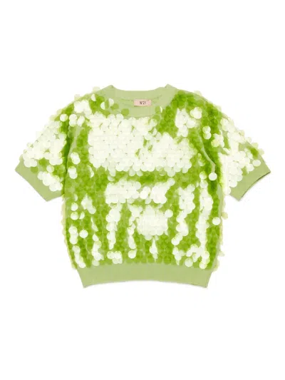 N°21 Kids' Sequinned T-shirt In Green