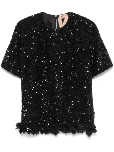 N°21 Sequinned Top In 黑色