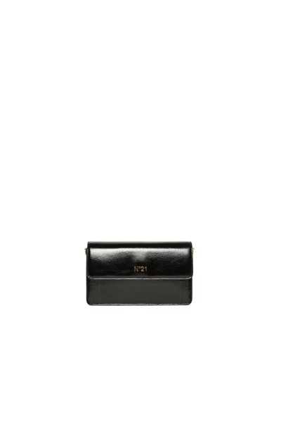 N°21 Kids' Shiny Rectangular Bag In Black