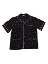 N°21 Camicia Bowling In Crêpe Allover Palms In Black