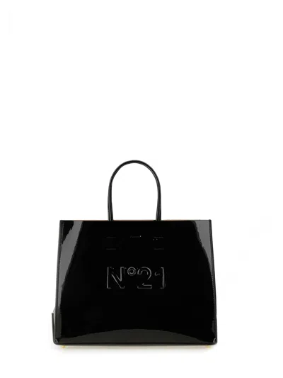 ＊N21 numero ventuno＊ SHOPPER BAG WITH LOGO Logo-Print Faux-Leather Tote Bag White | N21