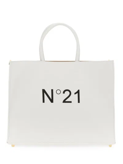 N°21 Shopper Bag With Logo In White