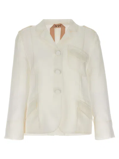 N°21 Single-breasted Silk Blazer In White
