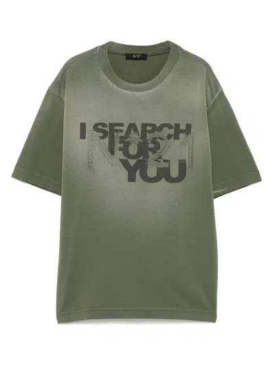 N°21 Kids' Slogan-print T-shirt In Green