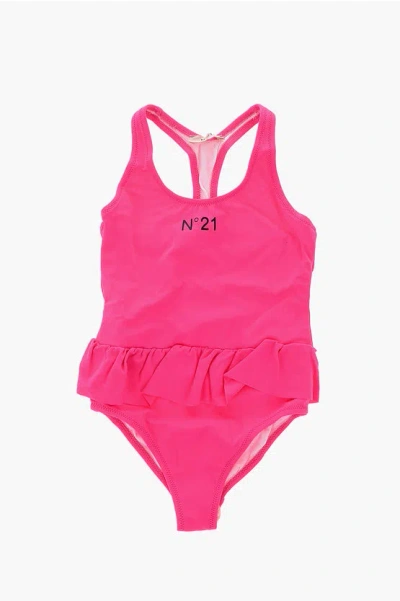 N°21 Solid Color One Piece Swimsuit In Pink