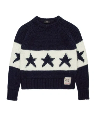N°21 Star Intarsia-knit Jumper In Black
