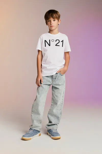 N°21 Straight Jeans With Marbled Effect In Blue