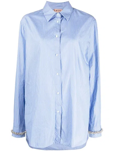 N°21 Striped Cotton Shirt In Blue
