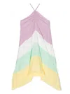 N°21 Striped Embroidered-logo Dress In Pink