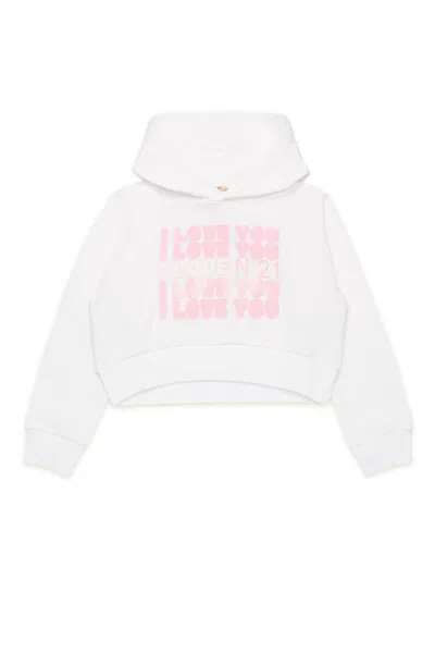 N°21 Kids' Felpa Con Grafica I Love You In White