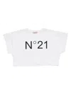 N°21 Kids' Logo-print Cropped T-shirt In White