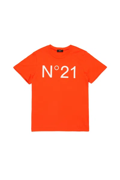 N°21 Logo-print Jersey T-shirt In Orange