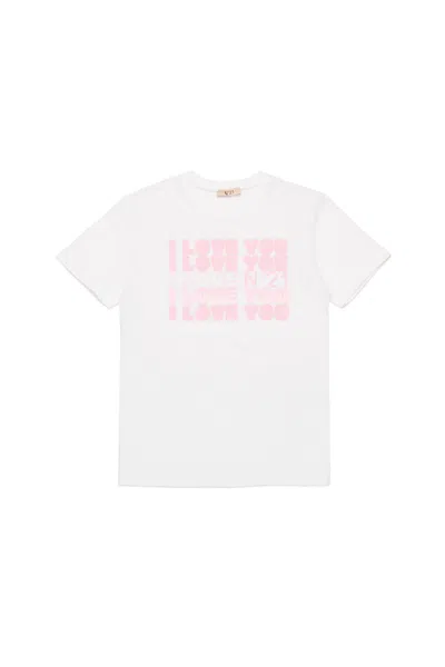 N°21 Kids' T-shirt With I Love You Graphic In White