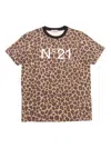 N°21 Leopard-print Short-sleeve T-shirt In Brown