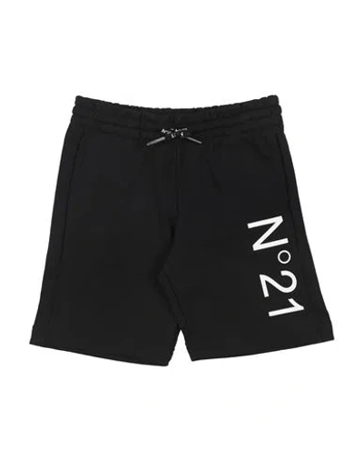 N°21 Kids' Logo Printed Cotton Shorts In Black