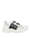 N°21 TODDLER GIRL SNEAKERS WHITE SIZE 9C SOFT LEATHER, TEXTILE FIBERS