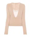 N°21 U-neck Laminated Sweater In Nude