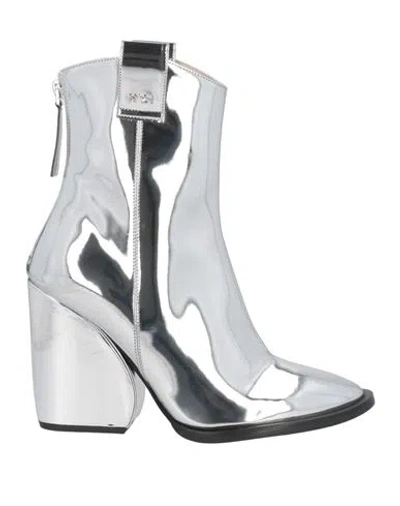 N°21 Woman Ankle Boots Silver Size 8 Textile Fibers