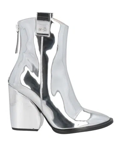 N°21 Woman Ankle Boots Silver Size 8 Textile Fibers In Gray