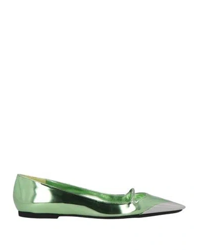 N°21 Woman Ballet Flats Light Green Size 6 Soft Leather