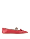N°21 Woman Ballet Flats Red Size 8 Leather