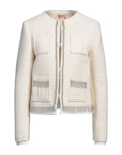N°21 Woman Jacket Cream Size 6 Acrylic, Wool, Polyester, Cotton, Brass In White