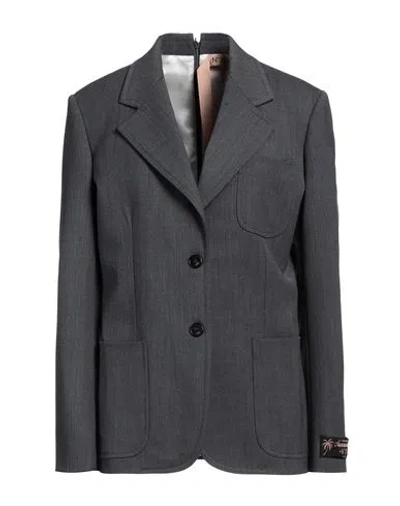 N°21 Woman Blazer Lead Size 2 Polyester, Wool, Elastane In Gray