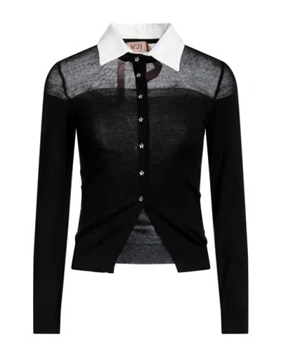 N°21 Woman Cardigan Black Size 4 Wool, Silk, Cashmere, Acetate, Viscose