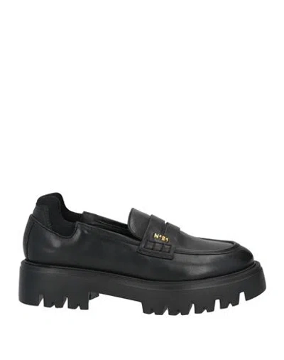 N°21 WOMAN LOAFERS BLACK SIZE 8 LEATHER