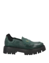 N°21 Woman Loafers Dark Green Size 8 Leather