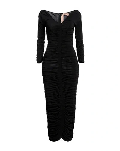 N°21 Woman Maxi Dress Black Size 4 Viscose, Polyester, Elastane
