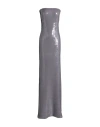 N°21 WOMAN MAXI DRESS GREY SIZE 6 POLYESTER, ELASTANE