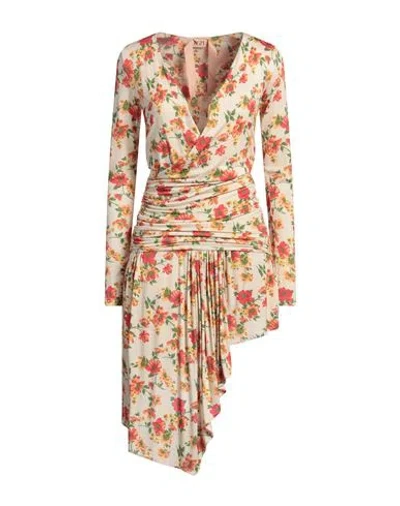 N°21 Woman Midi Dress Beige Size 4 Viscose, Elastane