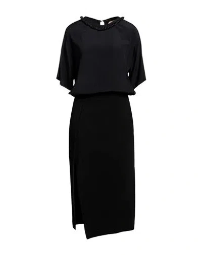 N°21 Woman Midi Dress Black Size 8 Acetate, Viscose, Silk