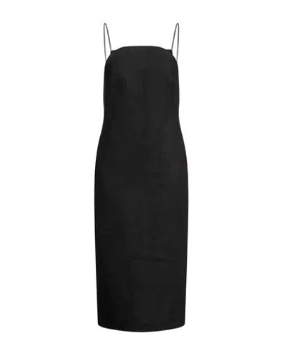 N°21 WOMAN MIDI DRESS BLACK SIZE 8 LINEN