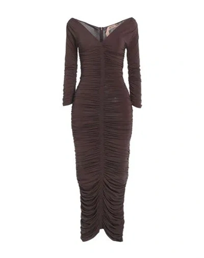 N°21 Woman Midi Dress Brown Size 4 Viscose, Polyester, Elastane
