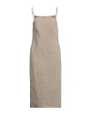 N°21 Woman Midi Dress Khaki Size 8 Linen In Beige