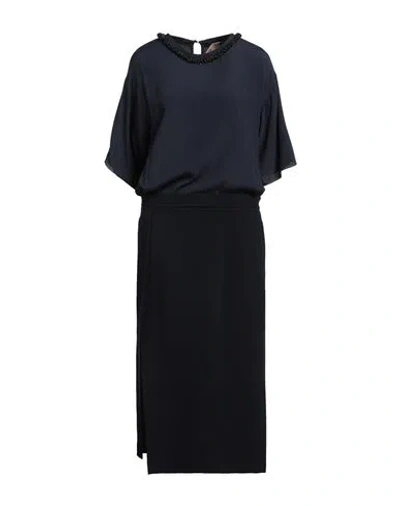N°21 Woman Midi Dress Midnight Blue Size 8 Acetate, Viscose, Silk