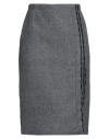 N°21 Woman Midi Skirt Charcoal Size 8 Wool, Polyamide, Elastane, Glass, Polyester