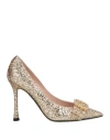 N°21 Woman Pumps Gold Size 8 Textile Fibers In Gold