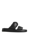 N°21 Leather Slides In Black