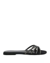 N°21 Woman Sandals Black Size 8 Textile Fibers In Black