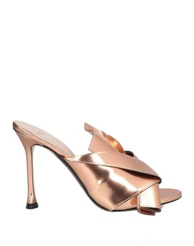 N°21 Woman Sandals Rose Gold Size 8 Textile Fibers