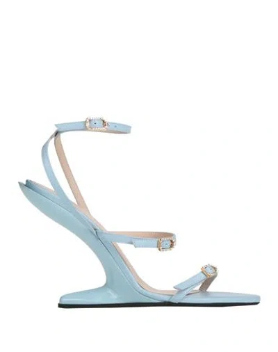 N°21 Woman Sandals Sky Blue Size 8 Leather