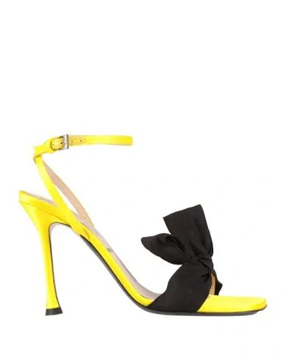 N°21 Woman Sandals Yellow Size 8 Textile Fibers